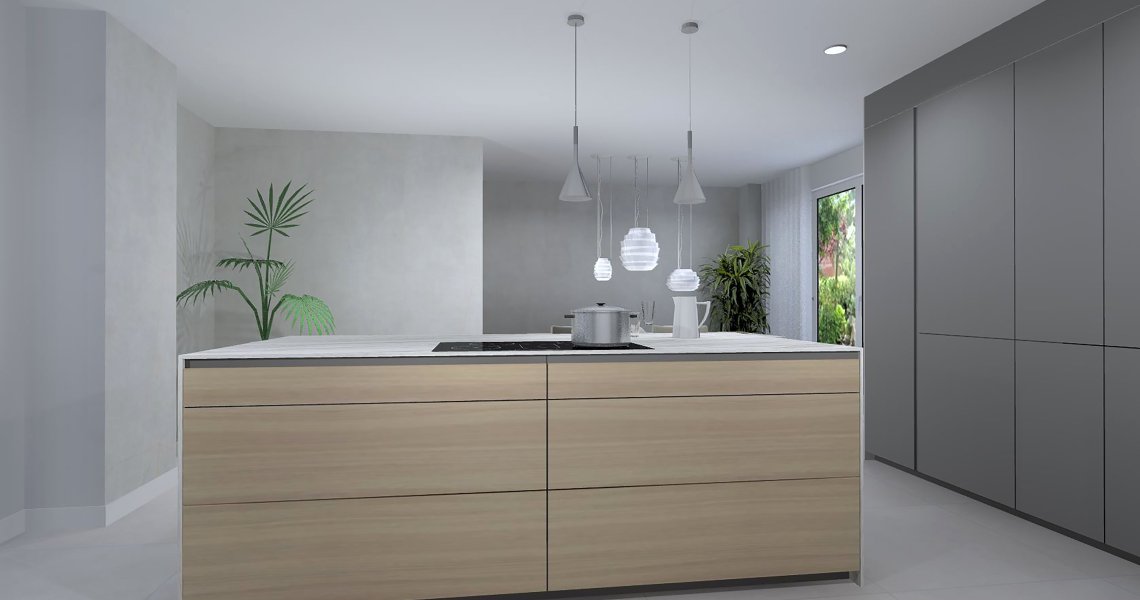 Cocina Santos en color Gris Visón y Olmo Claro | Docrys & DC
