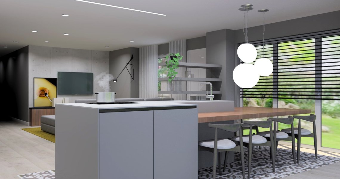 Cocina Santos color Gris Visón y Roble Café | Docrys & DC