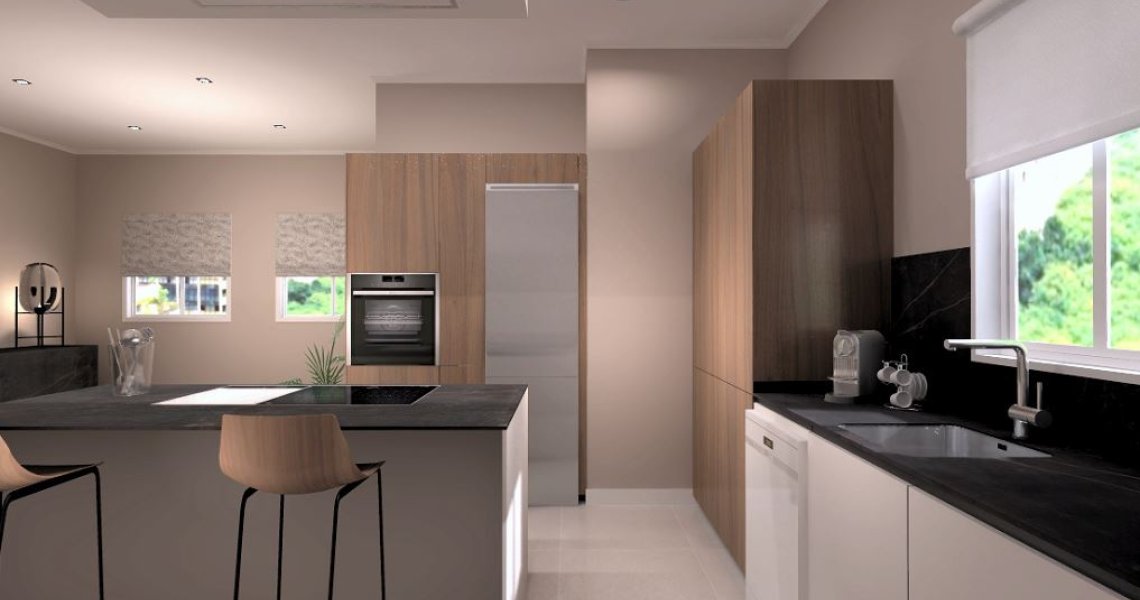 Cocina Santos Nogal con Isla | Docrys & DC