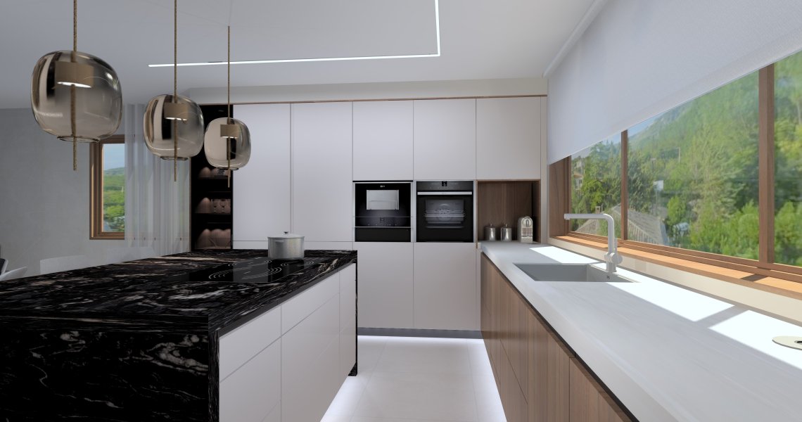 Cocina moderna Santos en Cashmere y Nogal | Docrys & DC