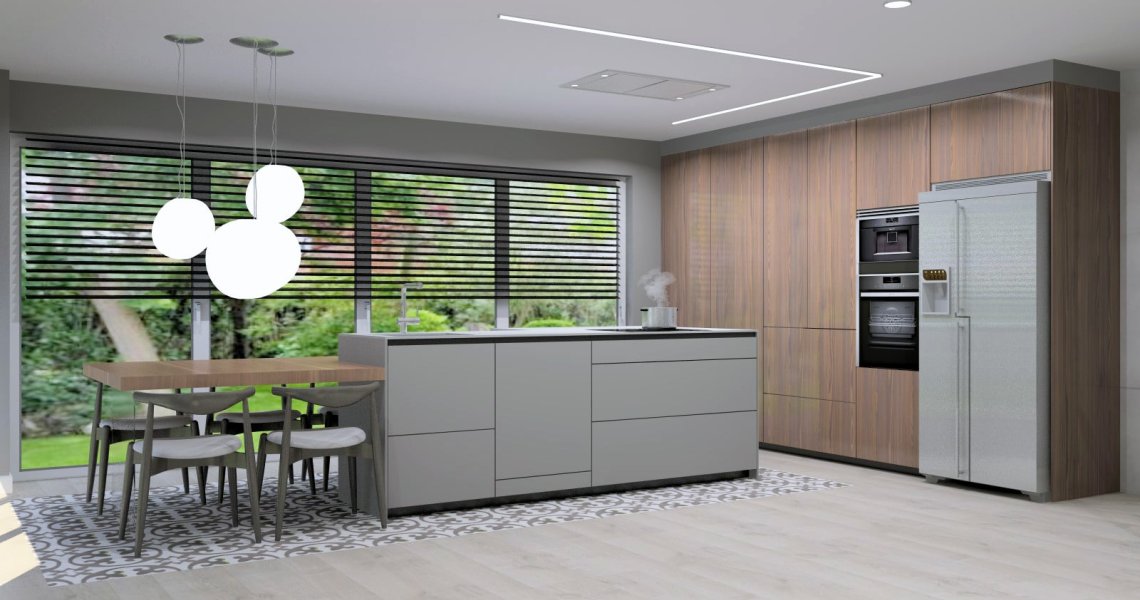 Cocina Santos color Gris Visón y Roble Café | Docrys & DC