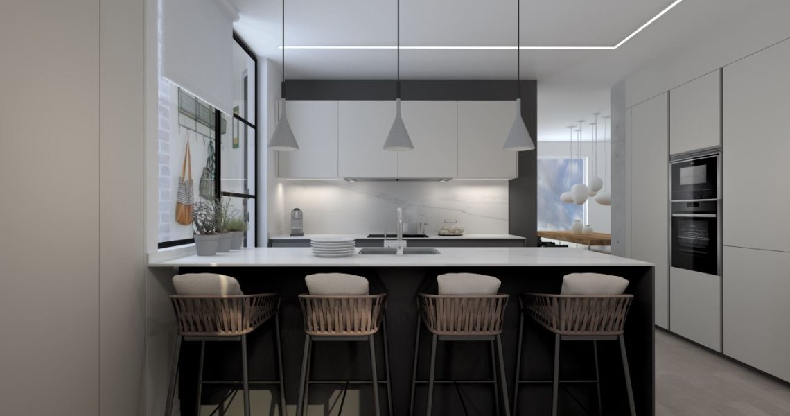 Cocina Gris con Isla | Docrys & DC