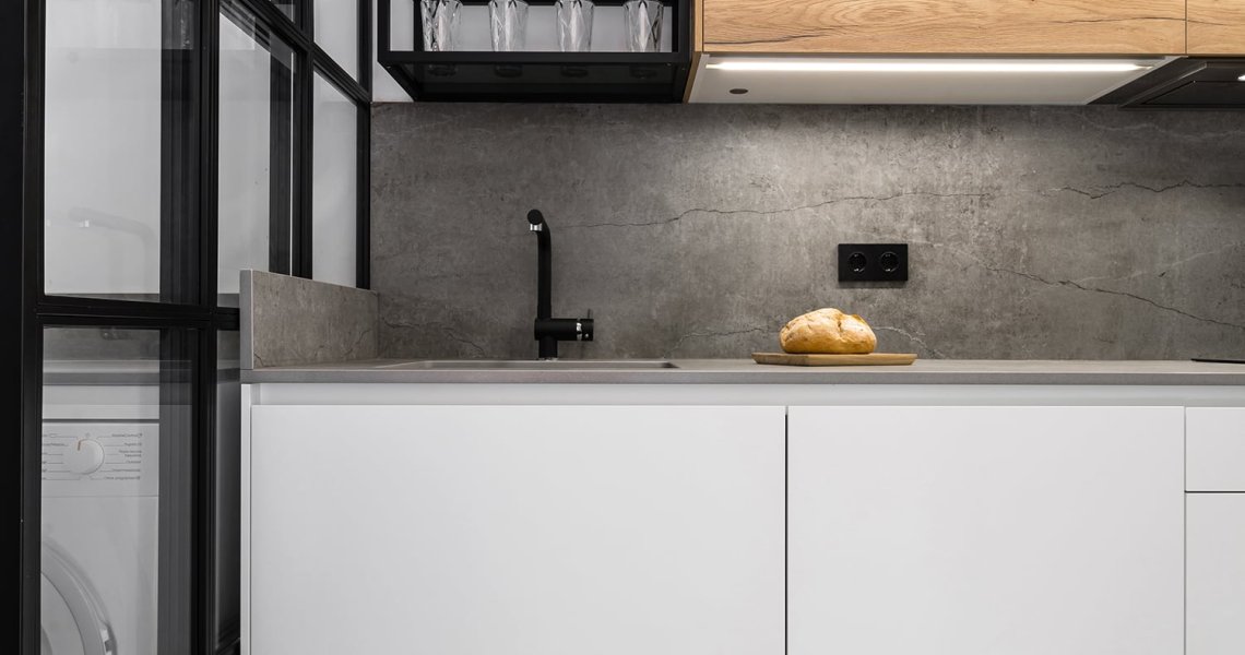 Cocina Moderna en Color Blanco y Roble con Muebles de Cocina Santos