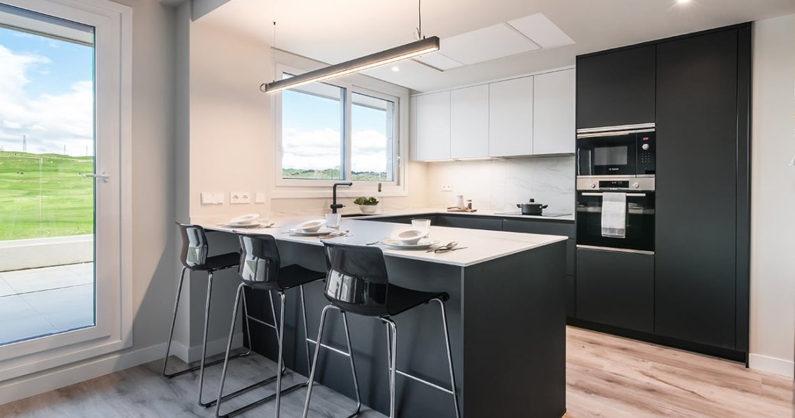 Cocina Santos negra con península | Docrys & DC