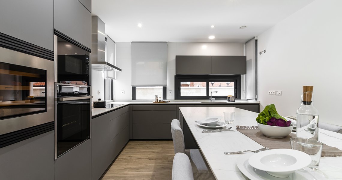 Cocina Santos Gris con Isla | Docrys & DC
