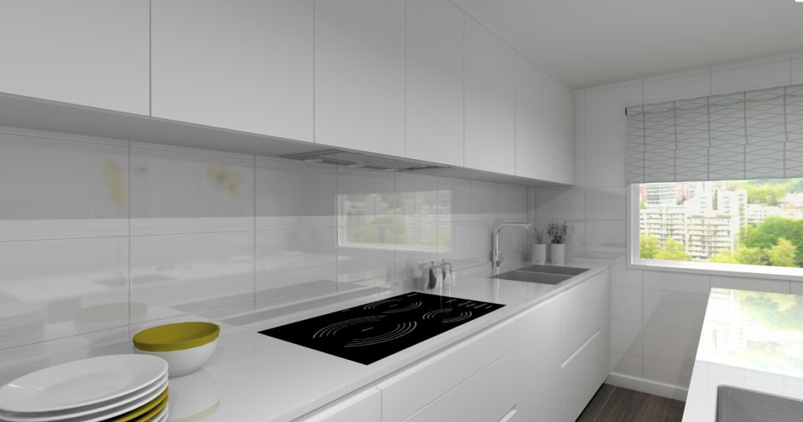 Aravaca | Cocina Santos | Modelo Laminado Blanco | Encimera Silestone