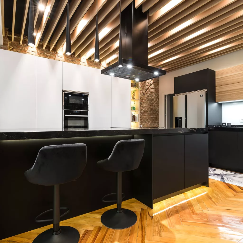 Cocina Santos negra y blanca