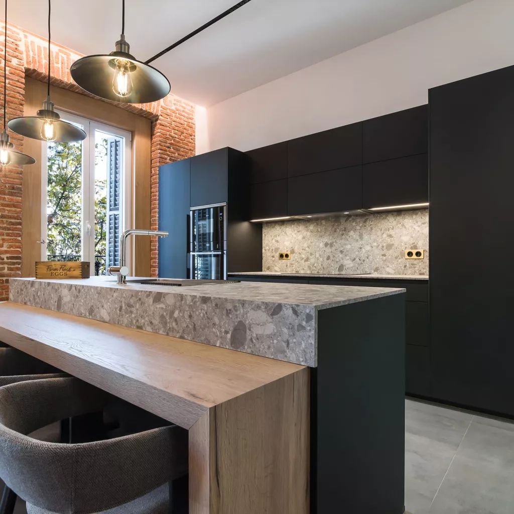 interiorismo cocina negra Santos