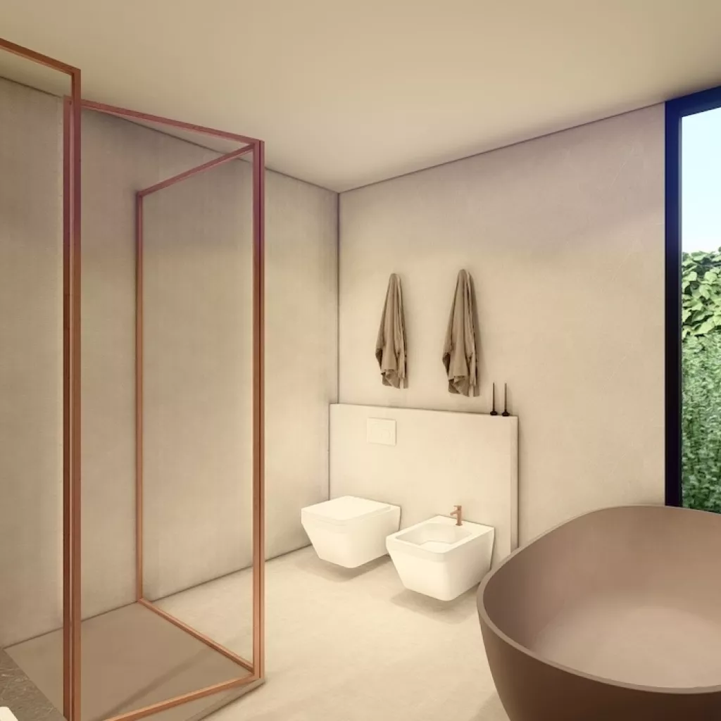 diseño de baño con ducha y bañera