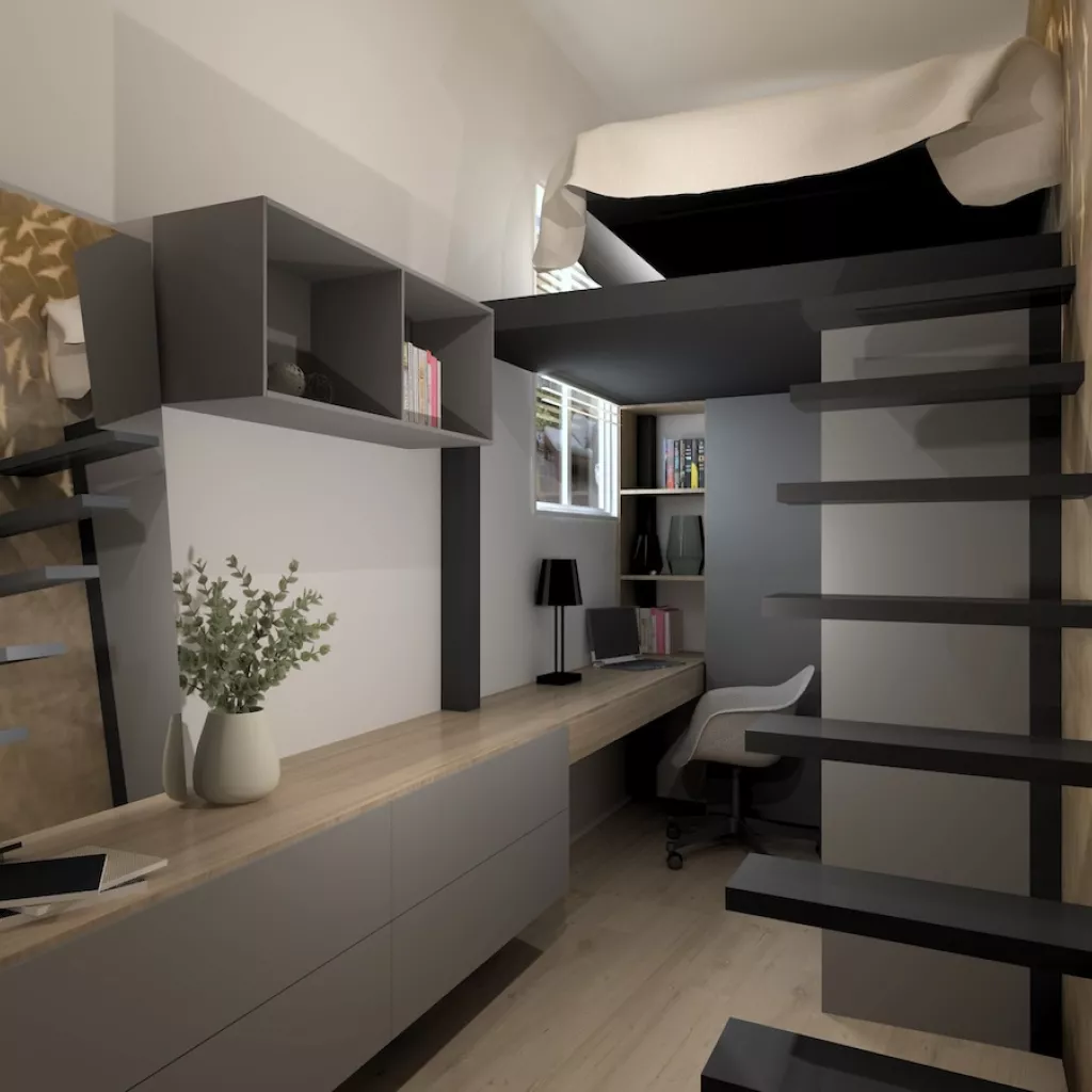 Proyecto decoración dormitorio doble altura