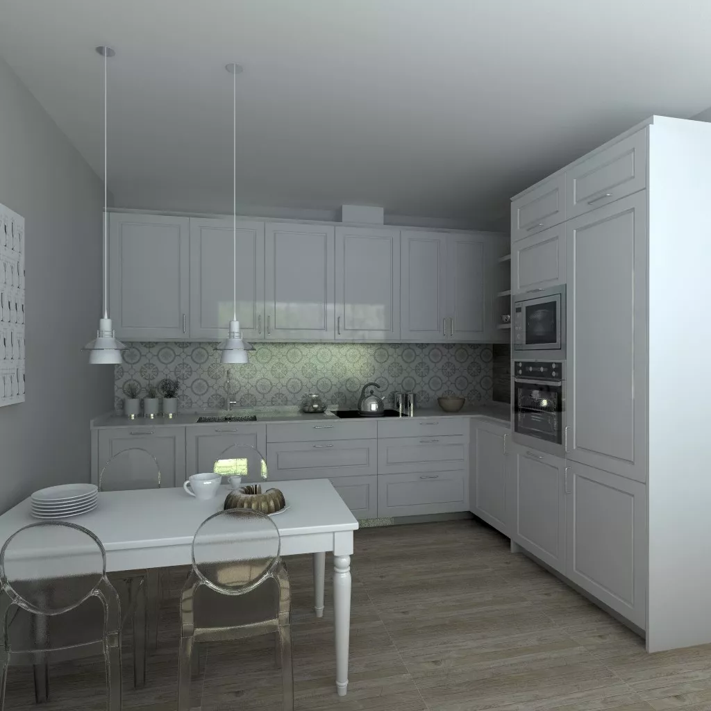 Aravaca | Cocina Santos | Modelo Epoca Laca Gris Nube | Encimera Silestone Lagoon 