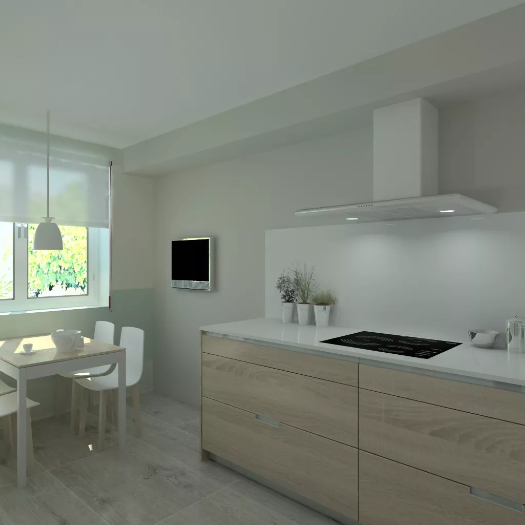 Aravaca | Cocina Santos | Modelo Minos Estratificado Roble Barrica | Encimera Silestone Blanco Suede