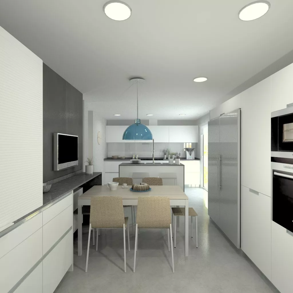 Cocina Santos Line Laminado Seda Blanco  - COMPAC DARK CONCRETE