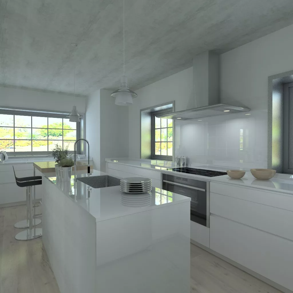 Aravaca | Cocina Santos | Modelo Line Laminado Blanco | Encimera Silestone Blanco 