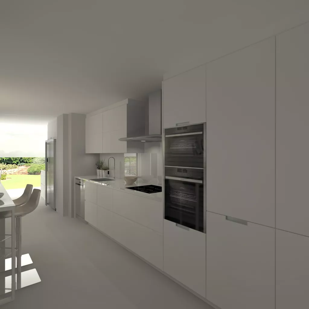 Aravaca | Cocina Santos | Modelo Line L Blanco Seda | Encimera Silestone Blanco