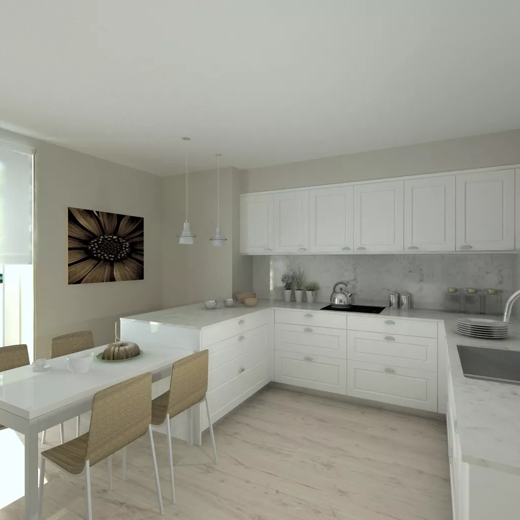 Aravaca | Cocina Santos | Modelo Epoca Laca Seda Blanca | Encimera Silestone Lagoon