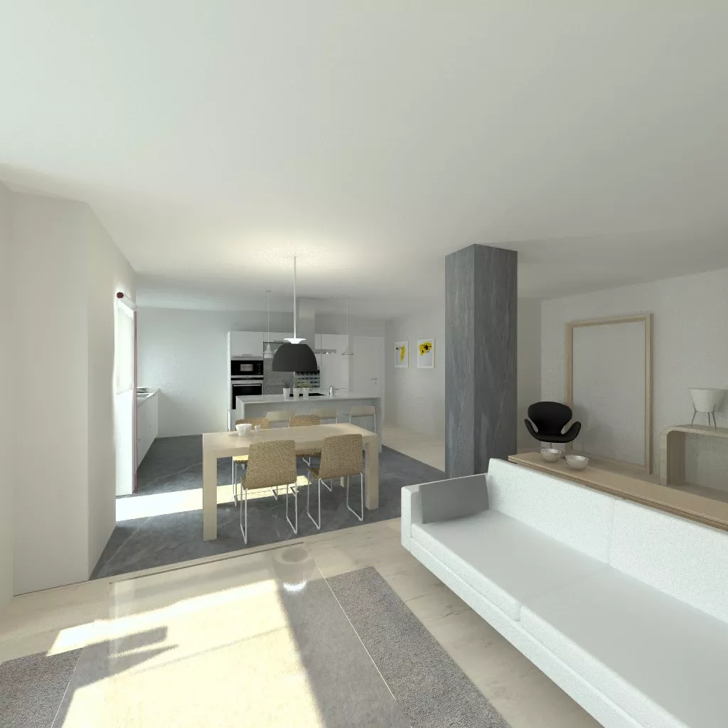 Aravaca | Cocina Santos | Modelo Minos Line Estratificado Gris Nube | Encimera Granito Warwick