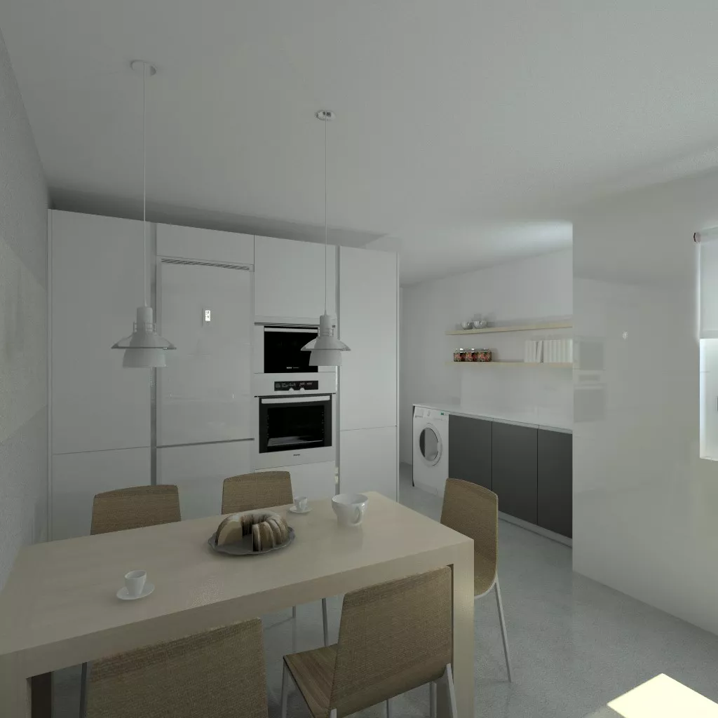 Aravaca | Cocina Santos | Modelo Line Laminado Seda Blanco y Estratificado Gris | Encimera Silestone Blanco