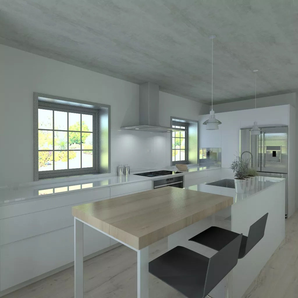 Aravaca | Cocina Santos | Modelo Line Laminado Blanco | Encimera Silestone Blanco 