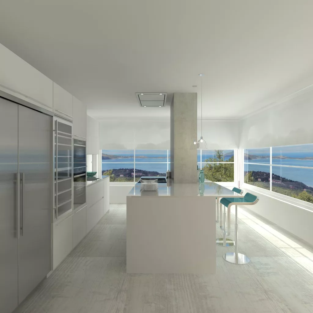 Madrid | Cocina Santos | Modelo Line E Blanco | Encimera Silestone Blanco Zeus