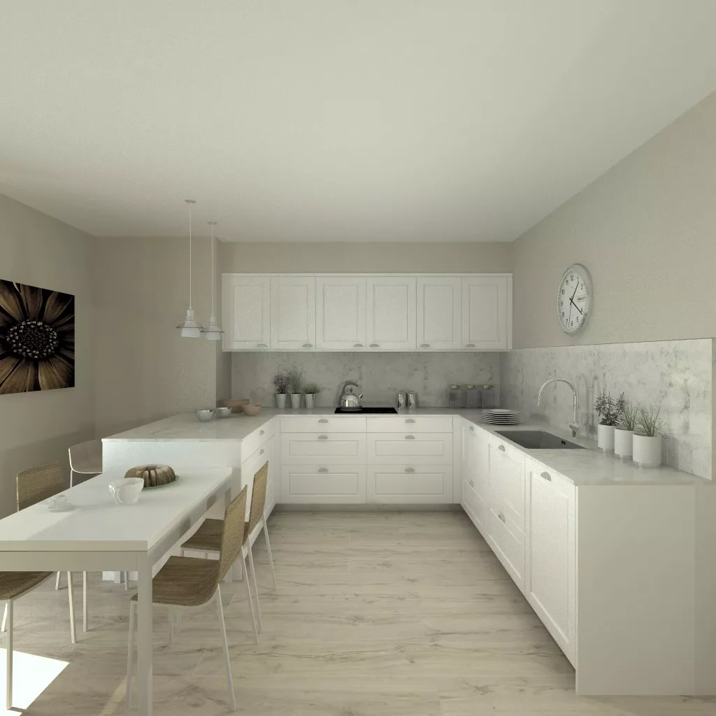 Aravaca | Cocina Santos | Modelo Epoca Laca Seda Blanca | Encimera Silestone Lagoon