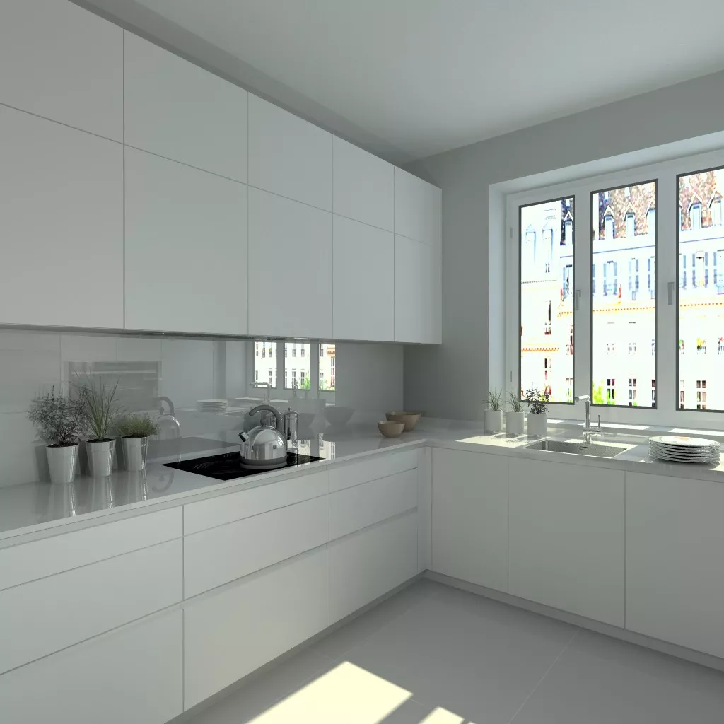 Aravaca | Cocina Santos | Modelo Line E Blanco  | Encimera Granito 