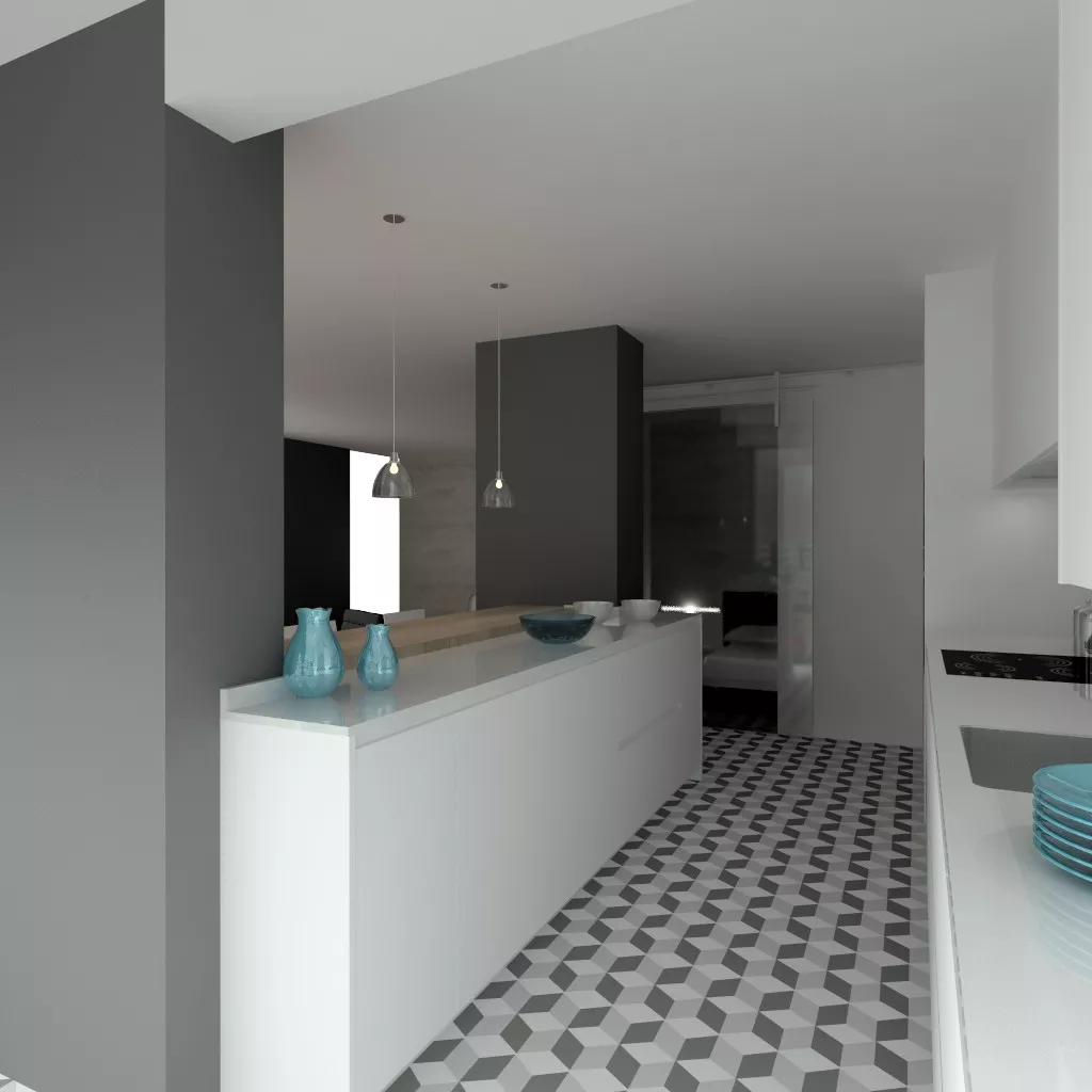 Proyecto en Madrid – Cocina Santos LINE-L en seda mate con encimera Silestone Blanco Zeus y zona de comedor integrada
