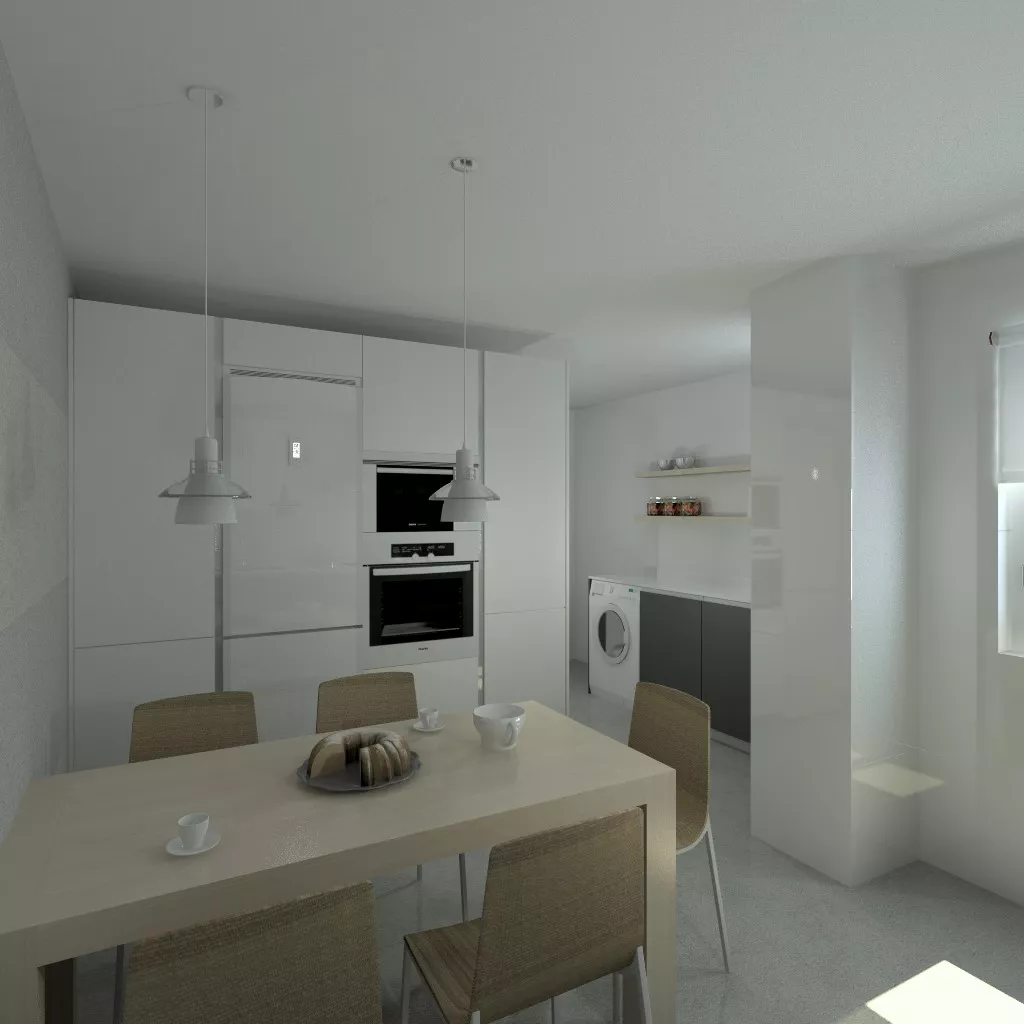 Aravaca | Cocina Santos | Modelo Line Laminado Seda Blanco y Estratificado Gris | Encimera Silestone Blanco