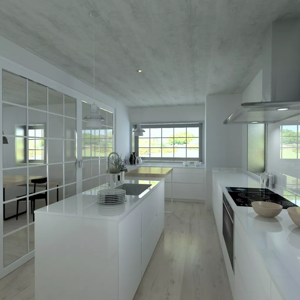 Aravaca | Cocina Santos | Modelo Line Laminado Blanco | Encimera Silestone Blanco 