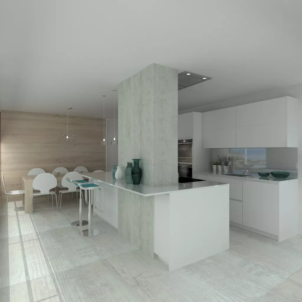 Madrid | Cocina Santos | Modelo Line E Blanco | Encimera Silestone Blanco Zeus