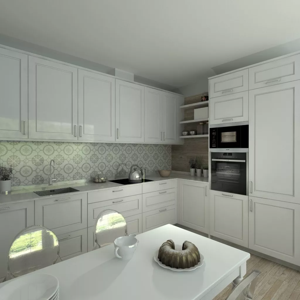 Aravaca | Cocina Santos | Modelo Epoca Laca Gris Nube | Encimera Silestone Lagoon 