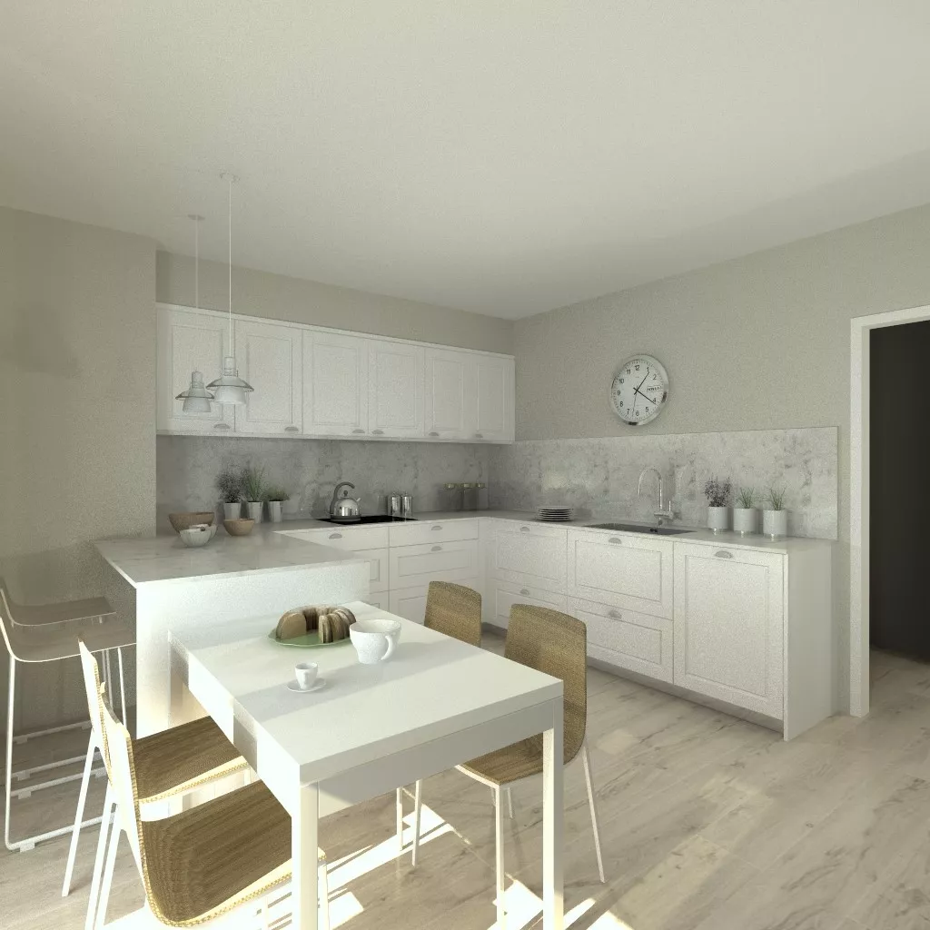 Aravaca | Cocina Santos | Modelo Epoca Laca Seda Blanca | Encimera Silestone Lagoon