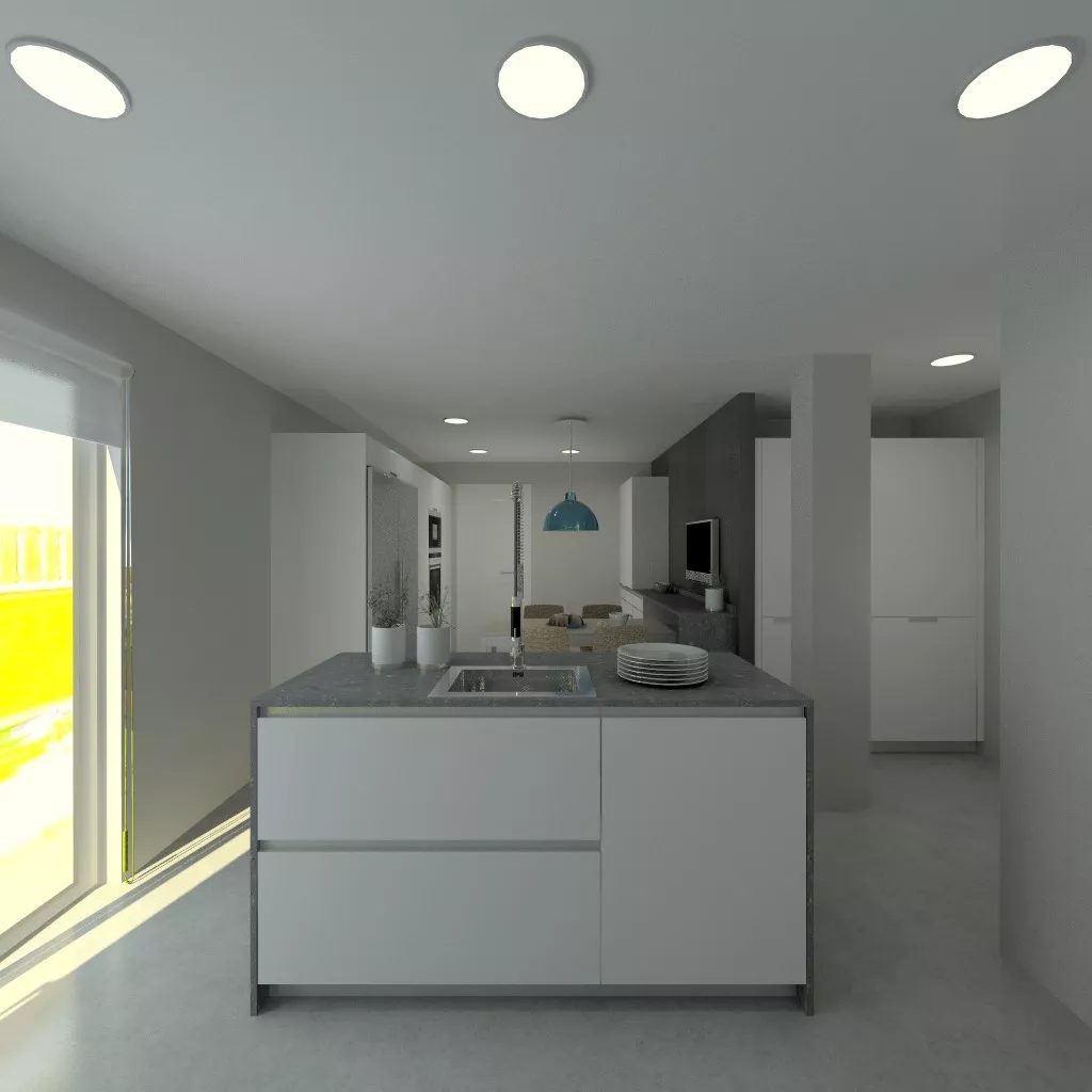 Cocina Santos Line Laminado Seda Blanco  - COMPAC DARK CONCRETE