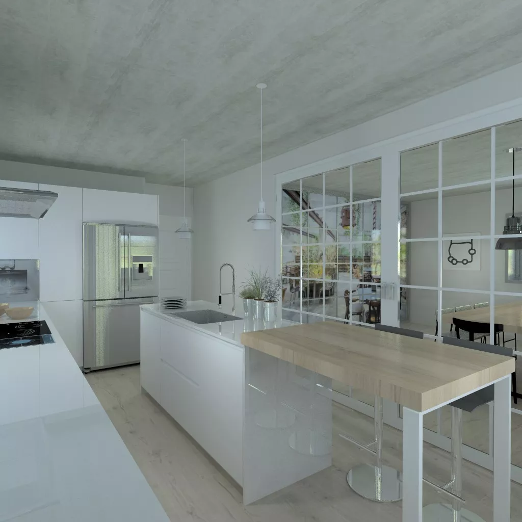 Aravaca | Cocina Santos | Modelo Line Laminado Blanco | Encimera Silestone Blanco 