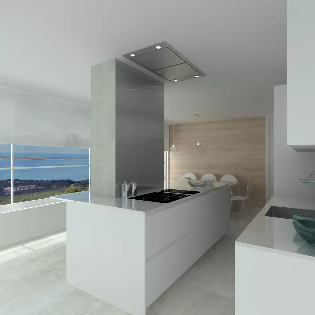 Madrid | Cocina Santos | Modelo Line E Blanco | Encimera Silestone Blanco Zeus