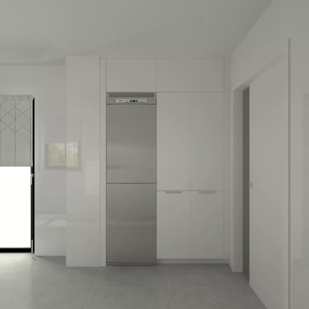 Aravaca | Cocina Santos | Modelo Line L Blanco Seda | Encimera Granito Negro
