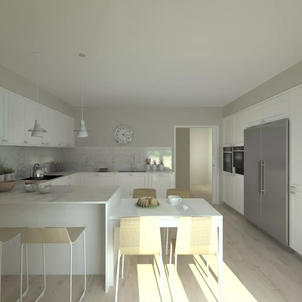 Aravaca | Cocina Santos | Modelo Epoca Laca Seda Blanca | Encimera Silestone Lagoon