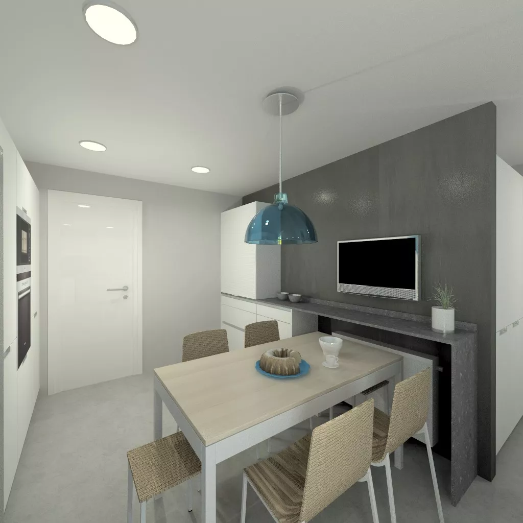 Cocina Santos Line Laminado Seda Blanco  - COMPAC DARK CONCRETE