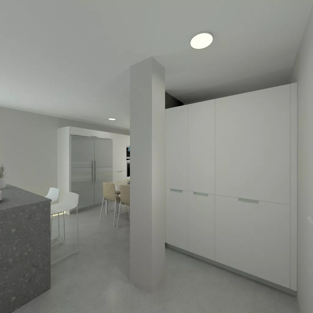 Cocina Santos Line Laminado Seda Blanco  - COMPAC DARK CONCRETE