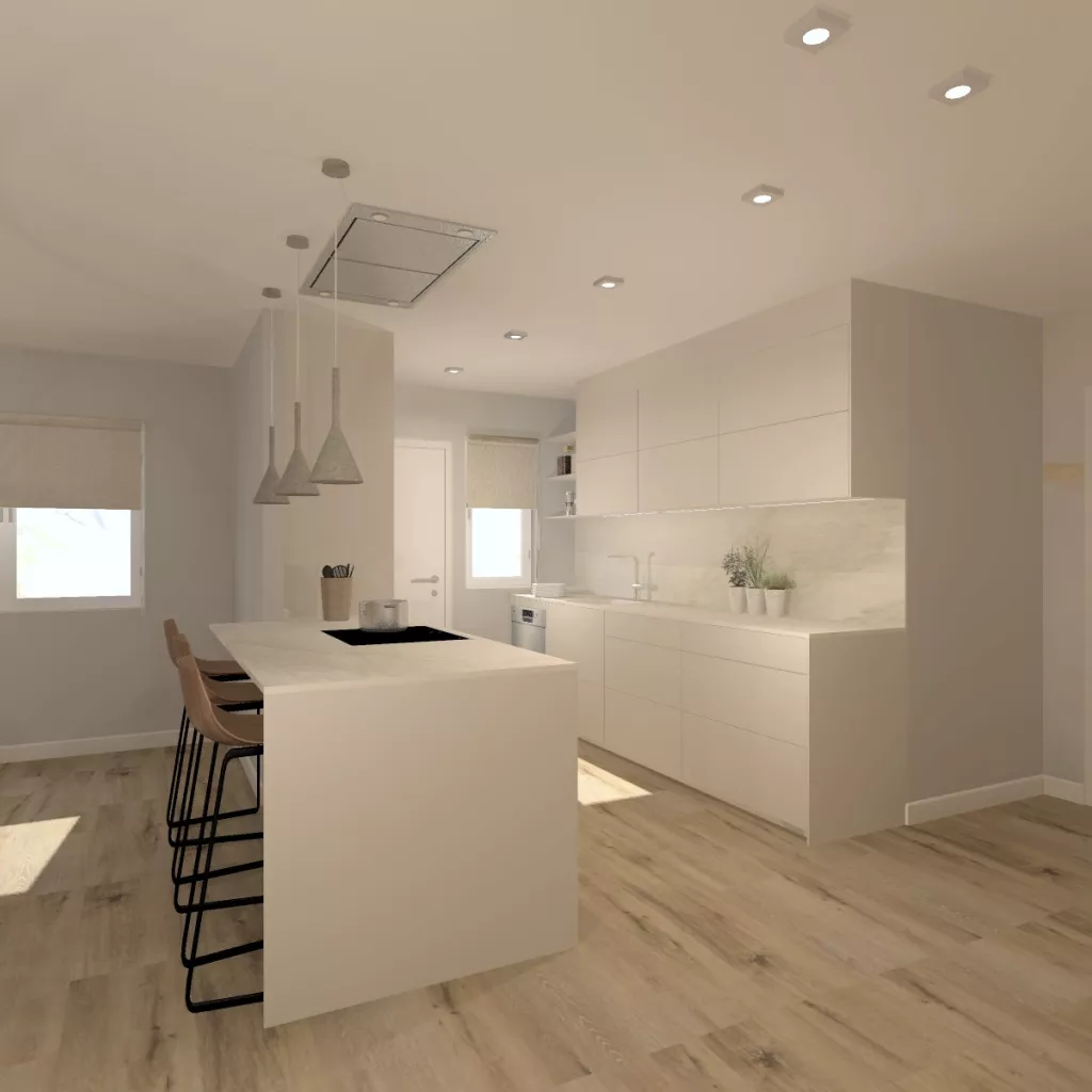 Proyecto de Cocina Santos en color Blanco con Península