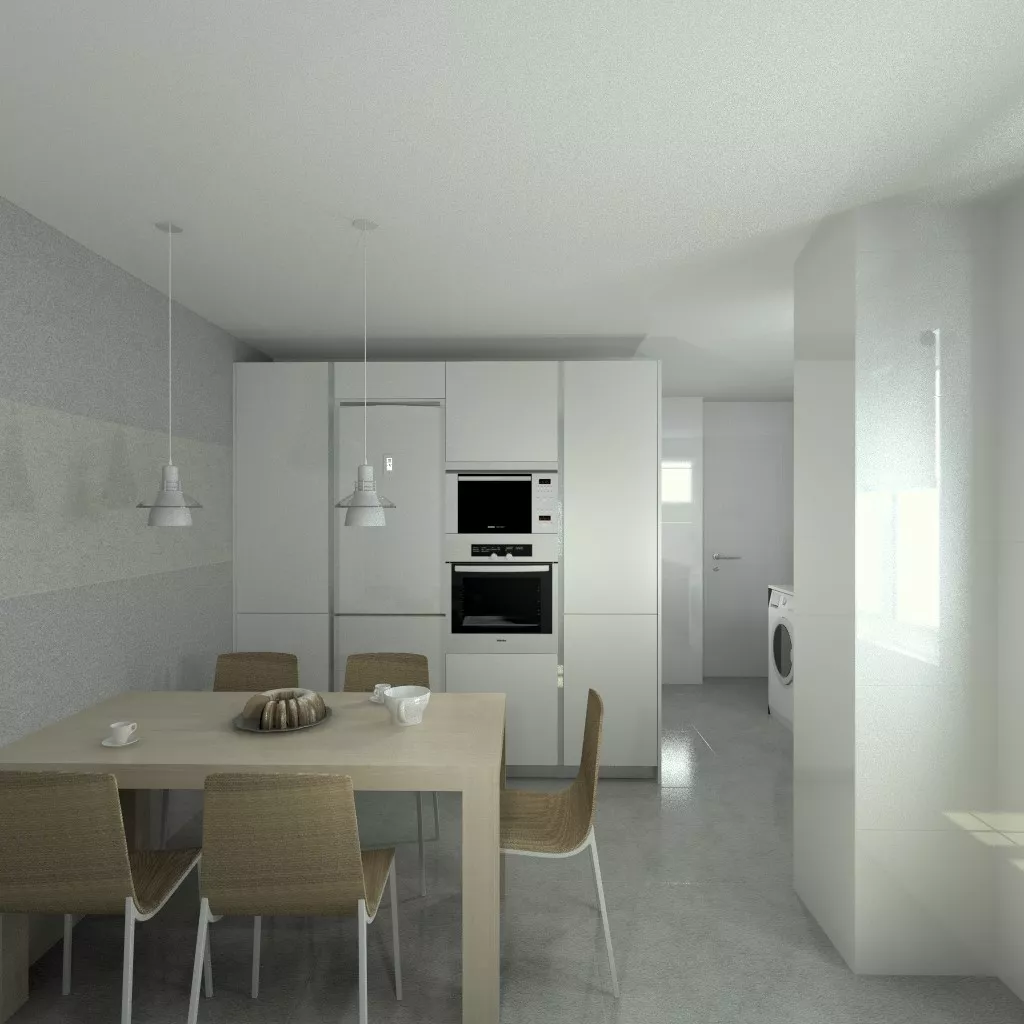 Aravaca | Cocina Santos | Modelo Line Laminado Seda Blanco y Estratificado Gris | Encimera Silestone Blanco