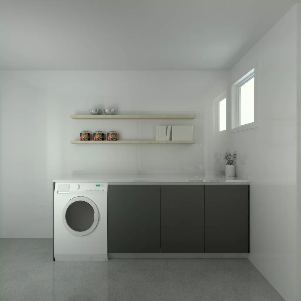 Aravaca | Cocina Santos | Modelo Line Laminado Seda Blanco y Estratificado Gris | Encimera Silestone Blanco