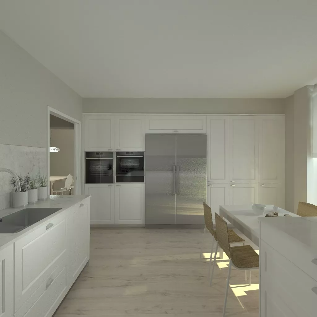 Aravaca | Cocina Santos | Modelo Epoca Laca Seda Blanca | Encimera Silestone Lagoon