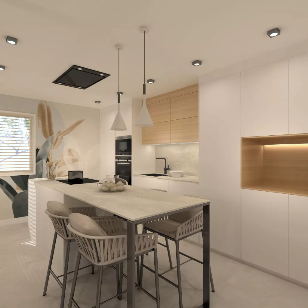 Cocina Blanca con Isla, Serie Fine de Santos