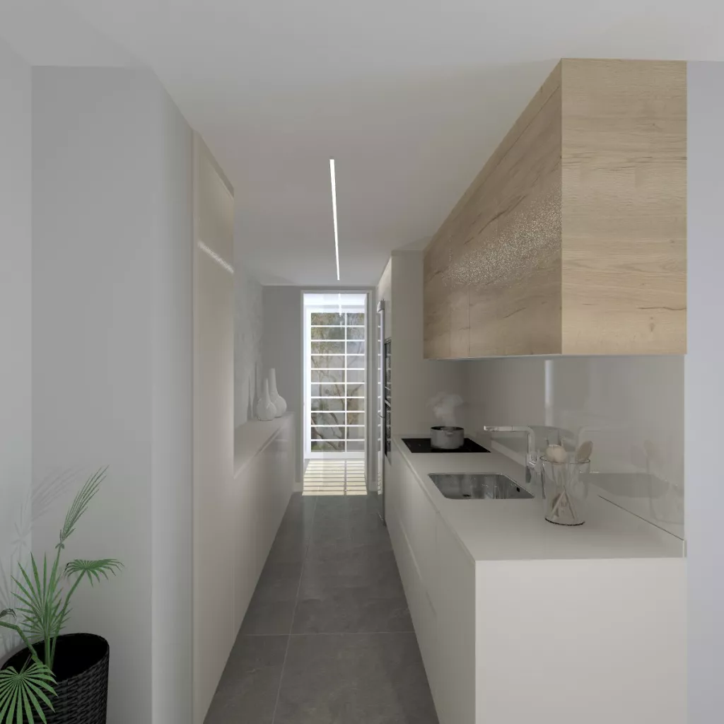 Cocina Santos Blanca y Roble en paralelo