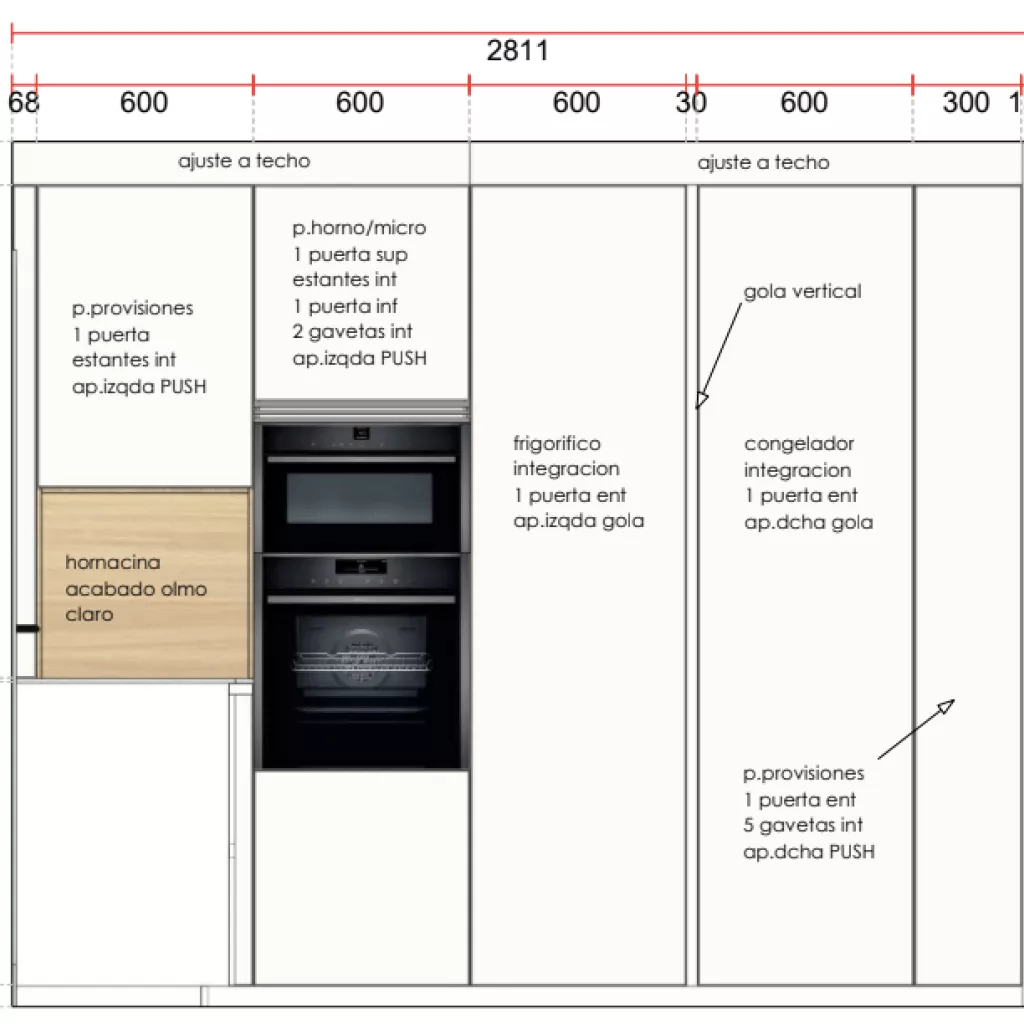 Plano cocina Santos blanca