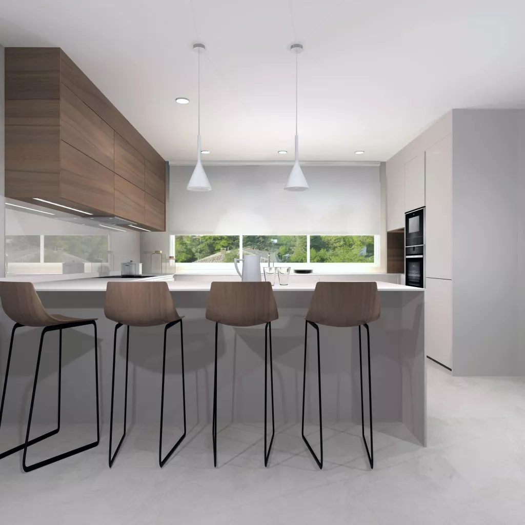 Cocina Santos en forma de U blanca