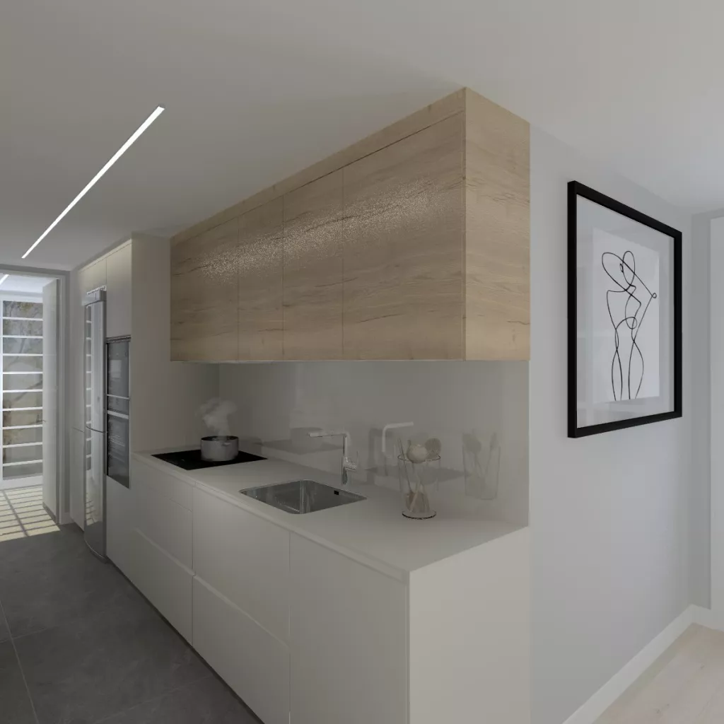 Cocina Santos Blanca y Roble en paralelo