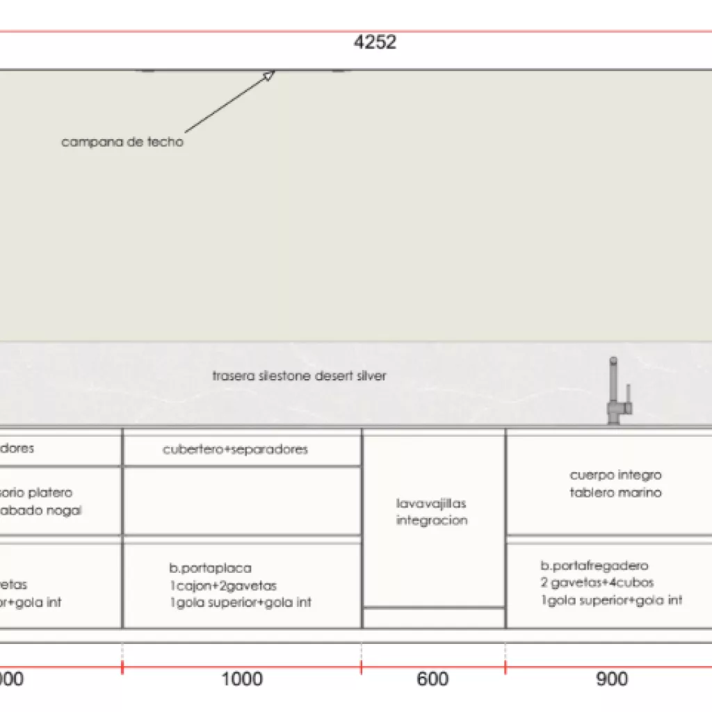 Plano cocina Santos blanca