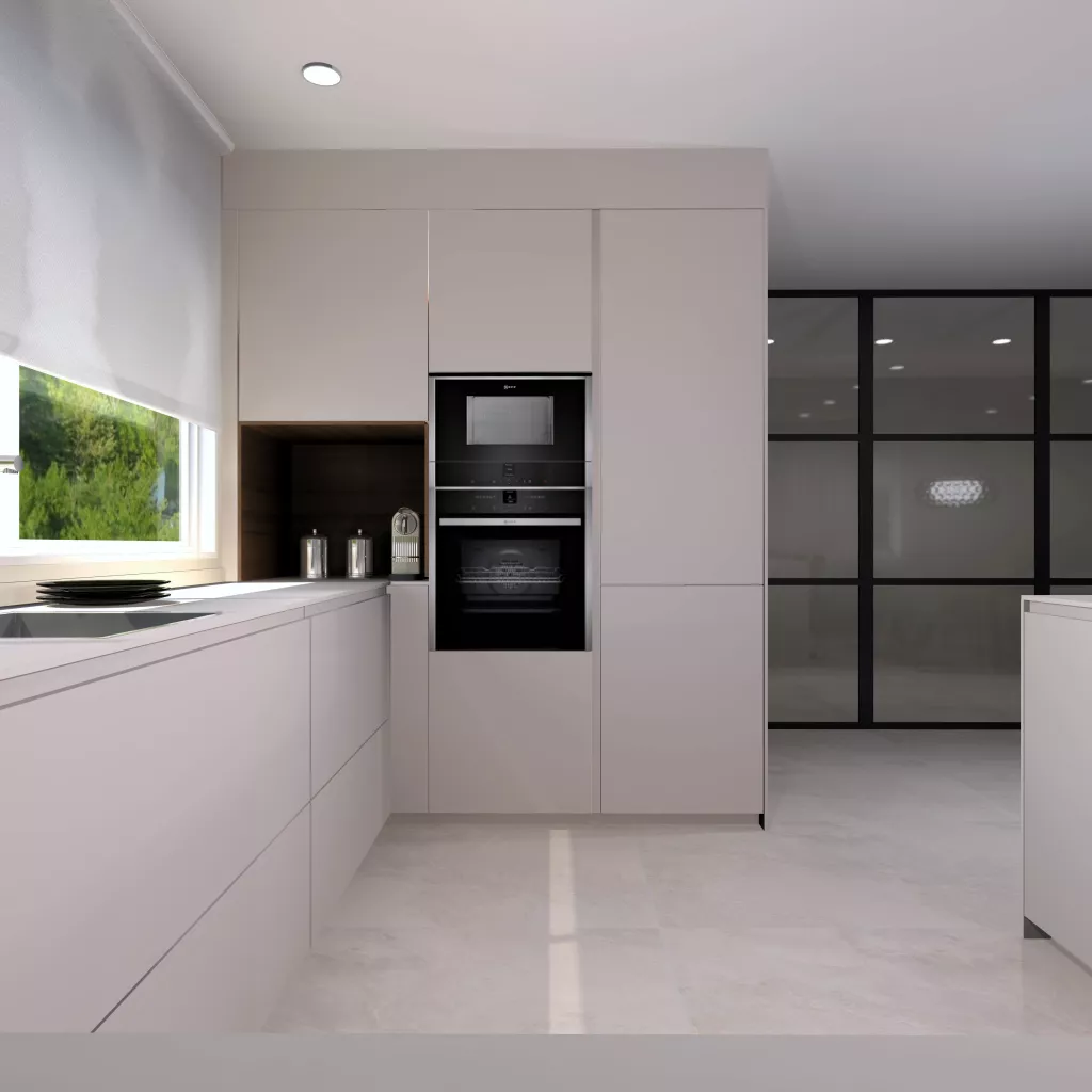 Cocina Santos en forma de U blanca
